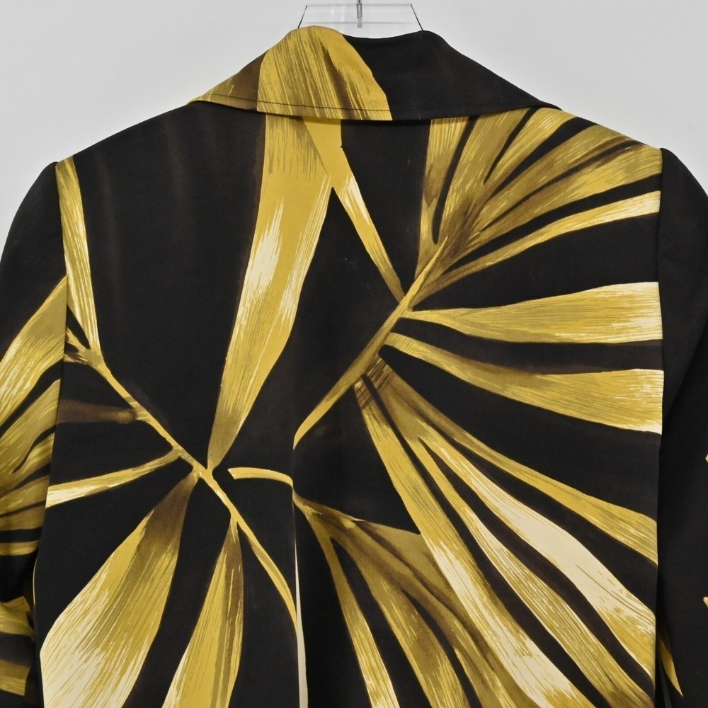 Linda Allard Ellen Tracy Tropical Blazer Womens Size 4 Black Gold Cotton Belted - Picture 14 of 16